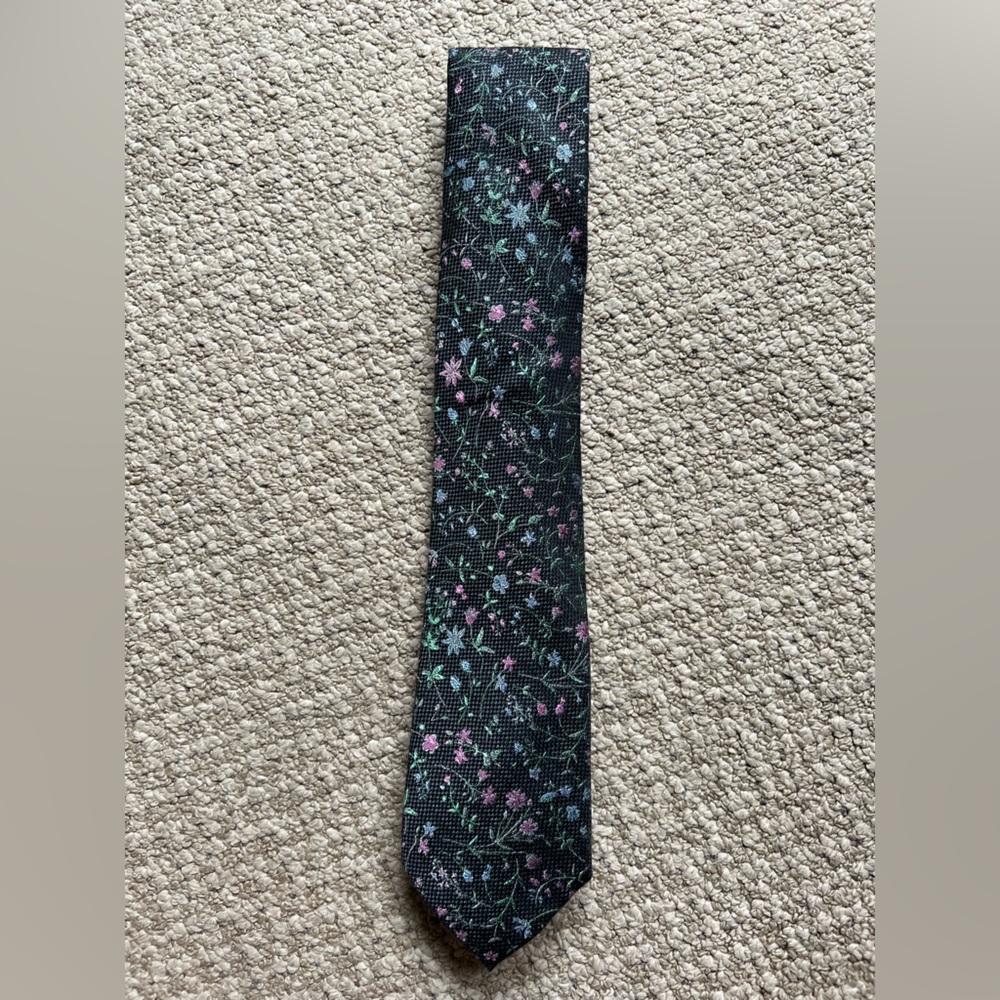 Chaps Black Tie with Colorful Floral Design